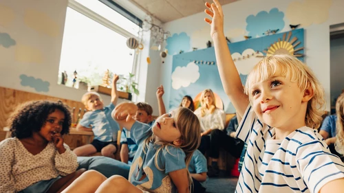 children voting in kindergarden